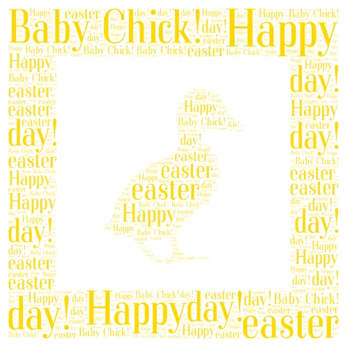 yellow baby chick word cloud art