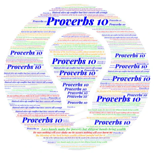 Proverbs 10 Meza word cloud art