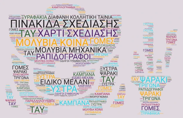 ΥΛΙΚΑ,ΜΕΣΑ,ΟΡΓΑΝΑ ΣΧΕΔΙΑΣΗΣ word cloud art