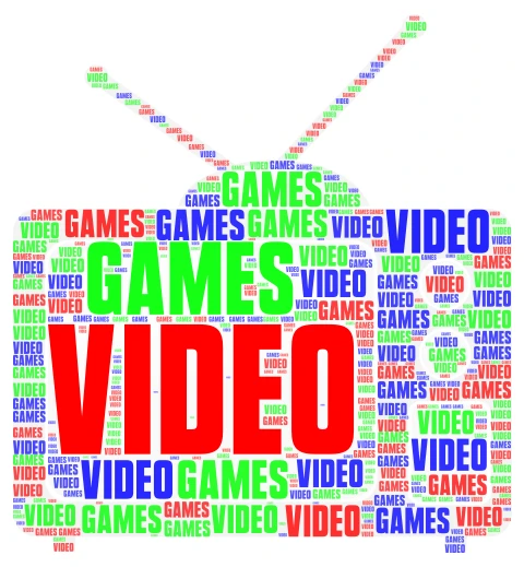 Video Games word cloud art