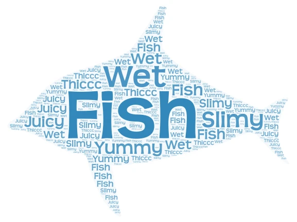 Fish word cloud art