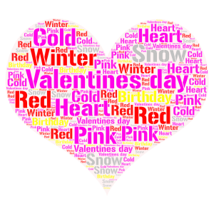 Late Valentines Day Heart word cloud art