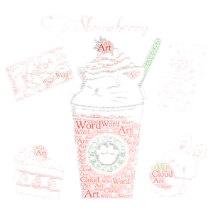 Strawberry Catpuccino word cloud art
