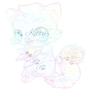 Cute rainbow kitty word cloud art