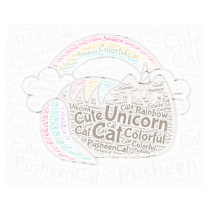 Unicorn Pusheen word cloud art