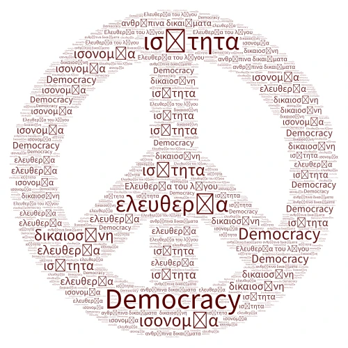 Democracy word cloud art
