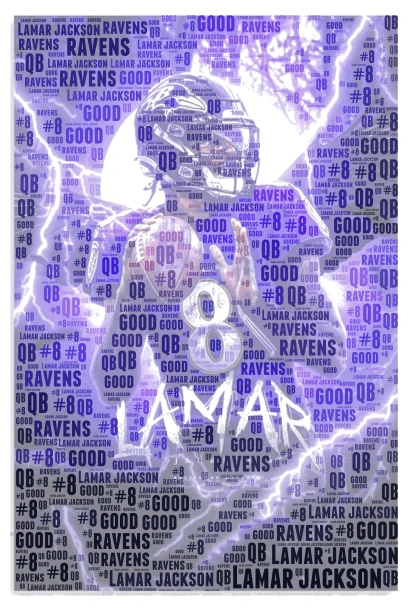 Lamar jackson word cloud art