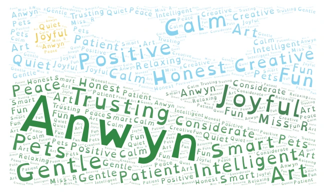 Year 4 End of Year Gift for Anwyn word cloud art