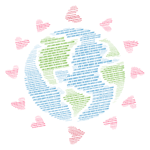 Love is what makes the world go round word cloud art