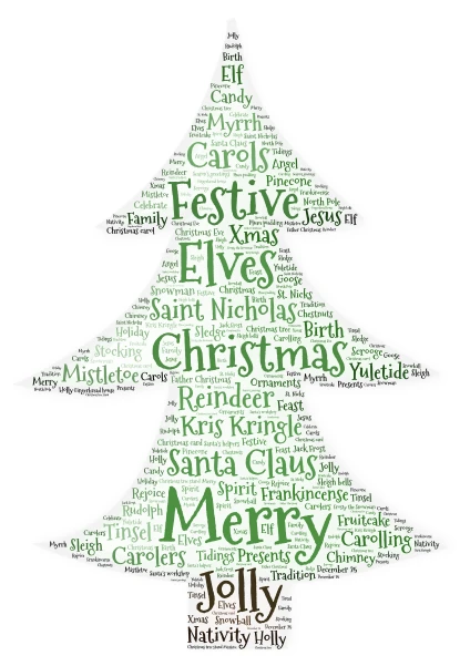 Christmas Tree word cloud art