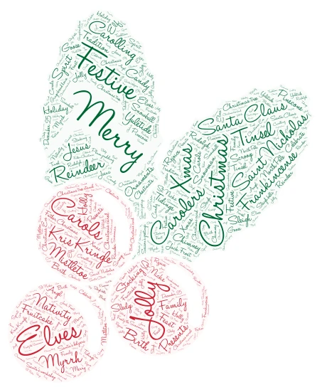 Holly Jolly word cloud art
