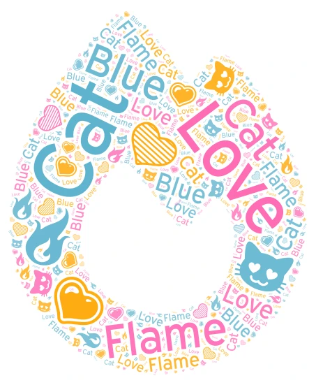 Cat Love Flame word cloud art