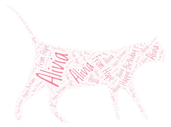 Alivia's Bday Tatoo word cloud art