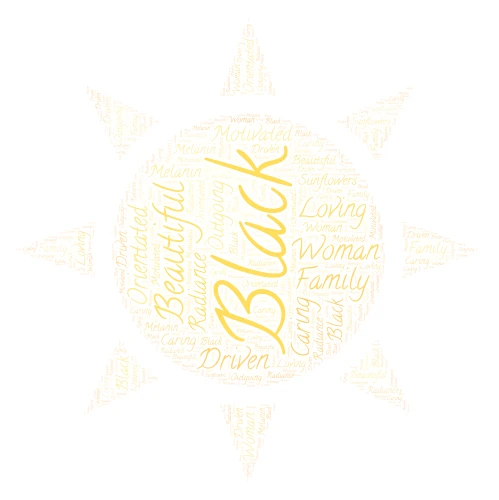 Beautiful Black Woman with Family word cloud art