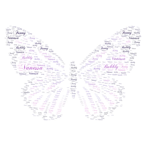 Vanessa meaning butterfly word cloud art
