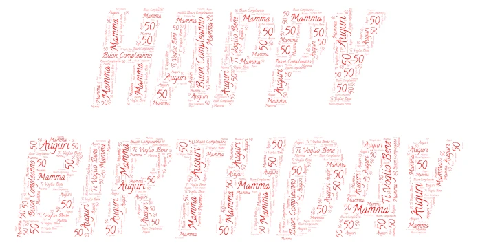 50 Anni Mamma word cloud art