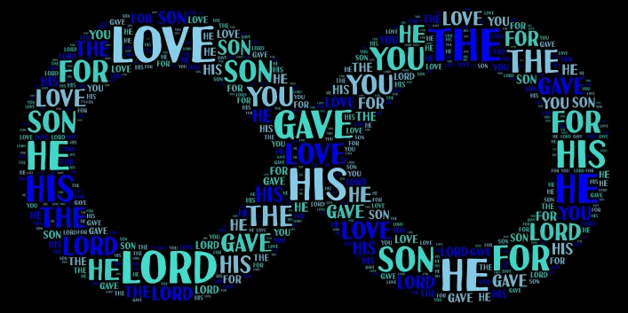 LOVE HIM word cloud art