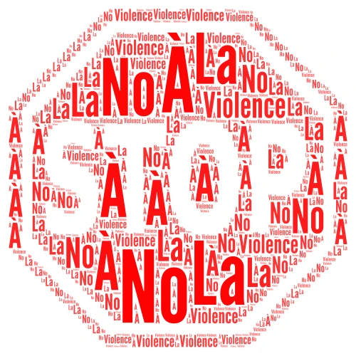 No à la violence word cloud art