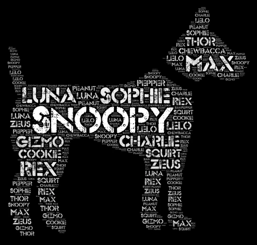 Dog Names word cloud art
