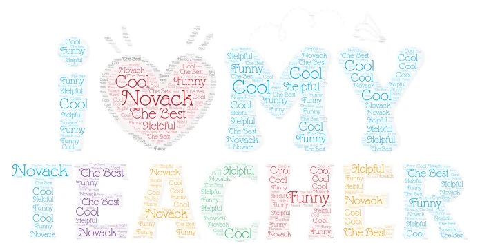 I Heart My teacher word cloud art
