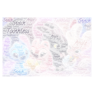 Toothless, Stitch, Angel, Snowflake word cloud art