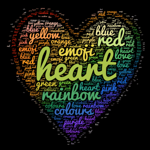 Rainbow Heart word cloud art