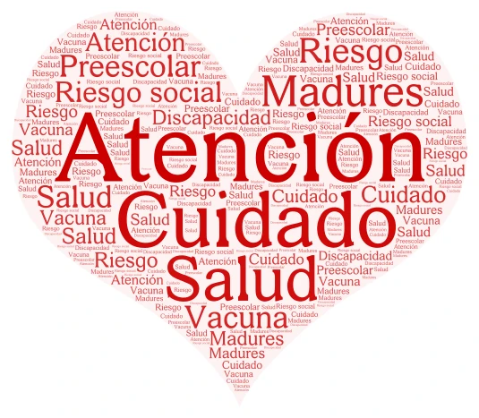  Atención y cuidados del niño  word cloud art