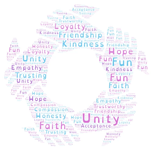 Friendship word cloud art