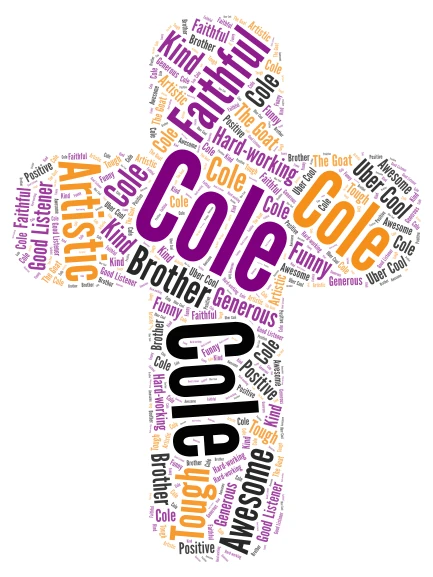 Cole Cross word cloud art