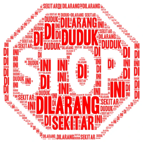DILARANG DUDUK DI SEKITAR INI word cloud art