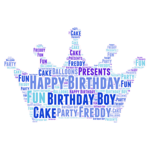 Birthday boy crown word cloud art