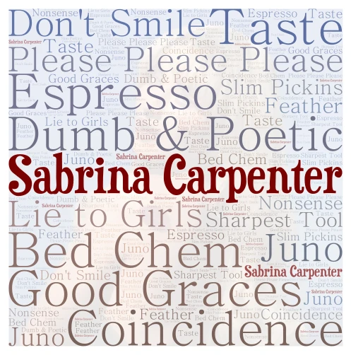 Sabrina Carpenter - Short n' Sweet word cloud art