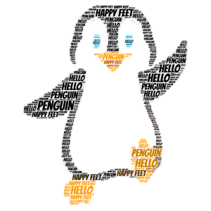 penguin word cloud art