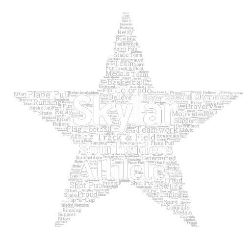 #67 Skylar  Athlete Adult XL blue  cotton blend tee word cloud art