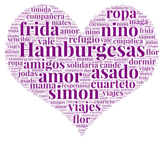amor y paz word cloud art