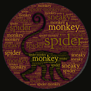 spider-monkey word cloud art