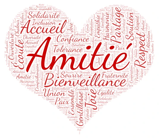 Amitié et Valeurs word cloud art