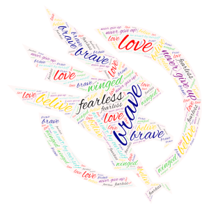 we are NOT alone in this_ believe  word cloud art