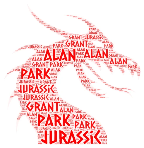 the dragon of Jurassic park word cloud art