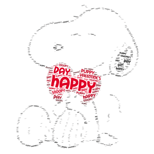 Snoopy's Valentine's Day word cloud art