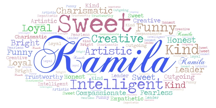 Kamila word cloud art