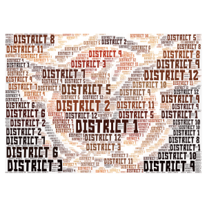 Hunger Games Districts word cloud art