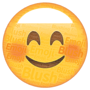 Blush Emoji word cloud art