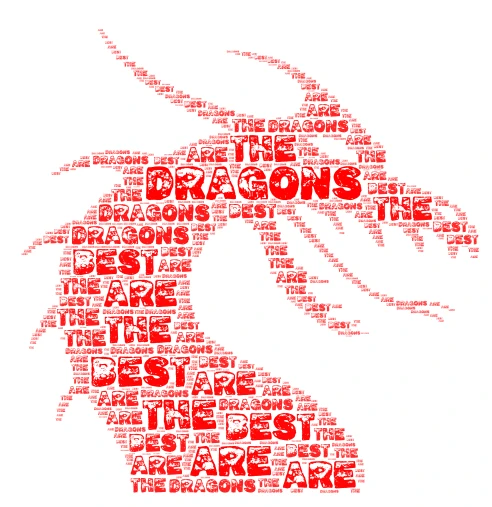 Dragons!!! word cloud art