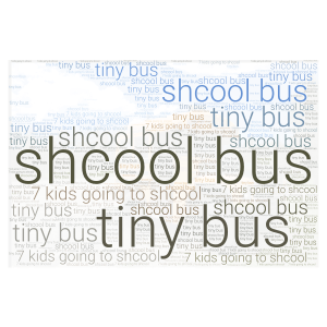 tiny shcool bus word cloud art