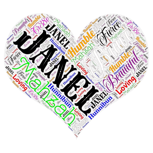 Janel Heart 2 word cloud art