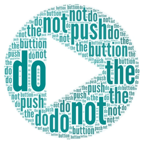 Do not push the button word cloud art