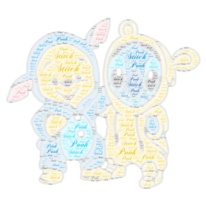 Stitch and Pooh! word cloud art