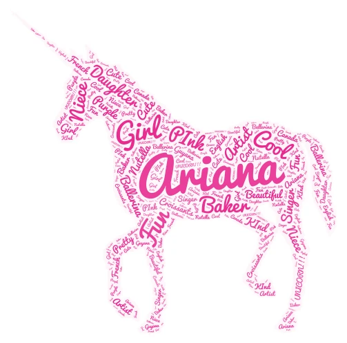 Pink Unicorn word cloud art
