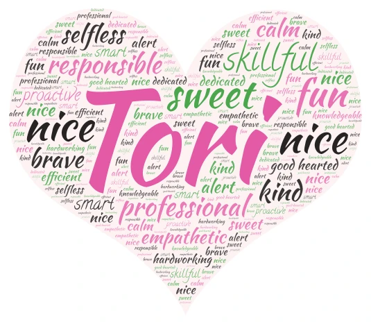 Tori word cloud art